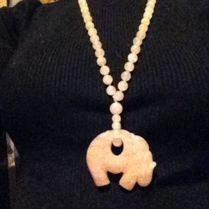 Rose Quartz Hippo Necklace